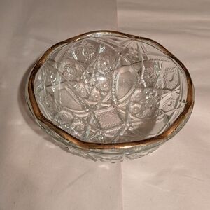 Elegant Glass Bowl with Gold Rim